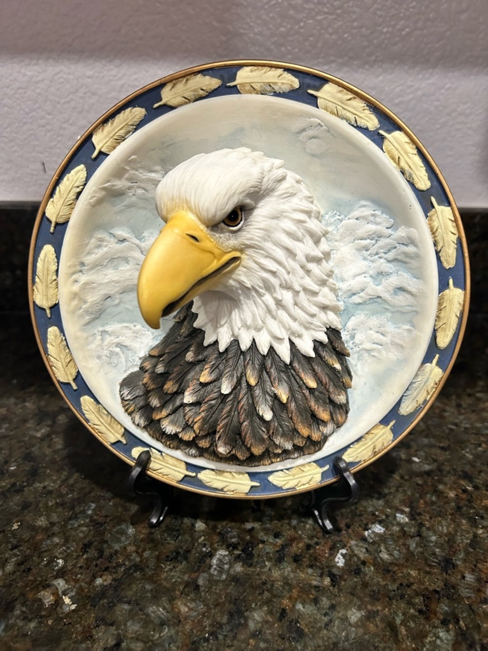 White and Gold Eagle Wall Plate - Decorative Home Accent